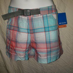 NWT Womens Columbia Plaid Shorts Cross on Over 10